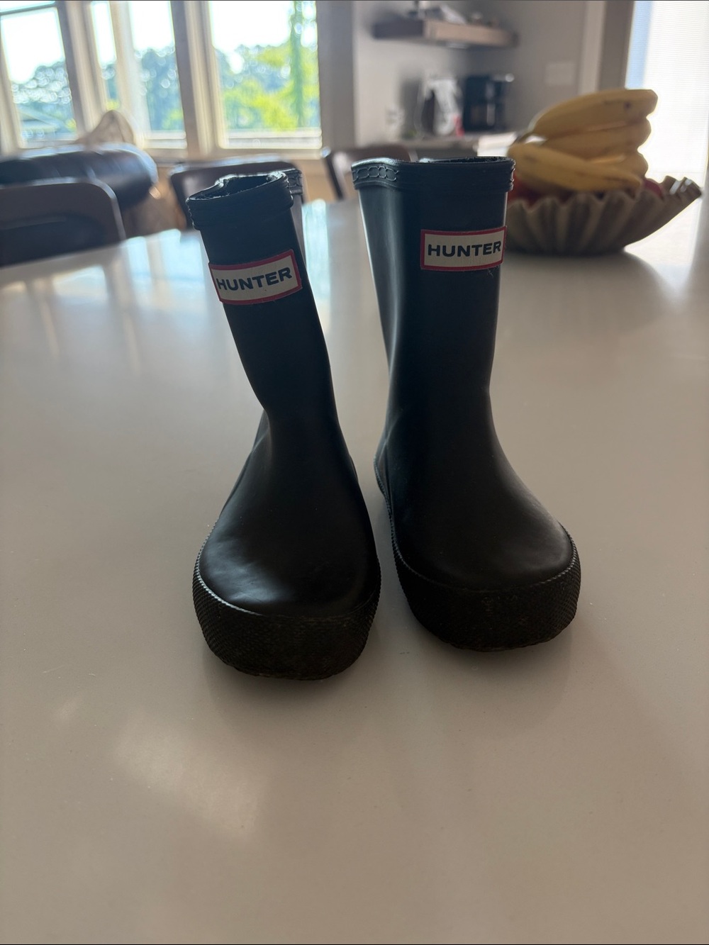 Hunter Kids Black Rain Boots with Logo